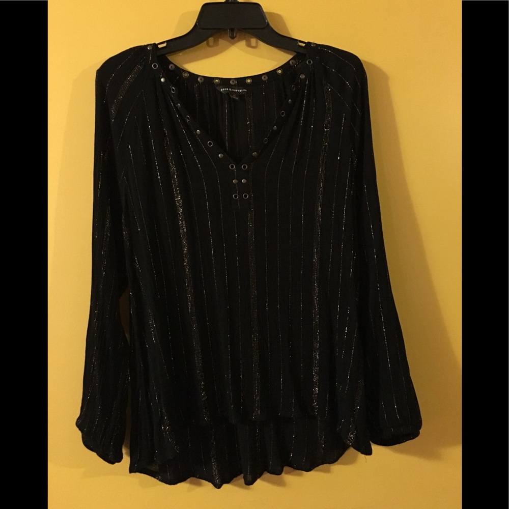 Women’s Rock & Republic blk gold sparkle stripe M
